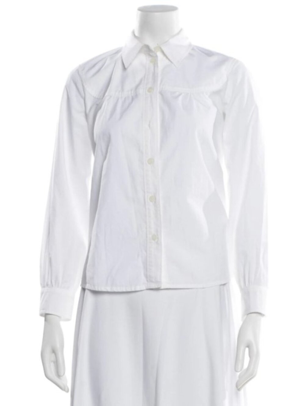 A.P.C. White Long Sleeve Button-Up Shirt Top 42 8